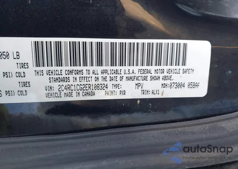 2014 Chrysler Town & Country Touring-L из США, поврежденный, VIN 2C4RC1CG2ER108324